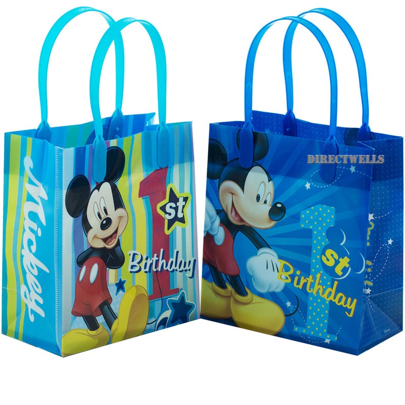 PL Disney Mickey Mouse 1st Birthday Authentic Licensed 12 Reusable Small Goodie Bags 6" - Image 1